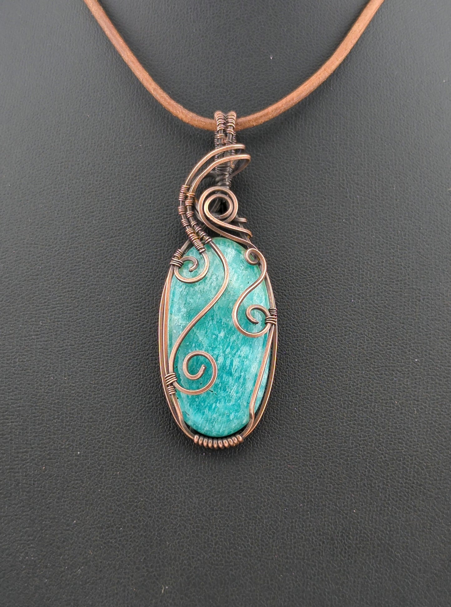 Amazonite Pendant, set in antiqued copper.