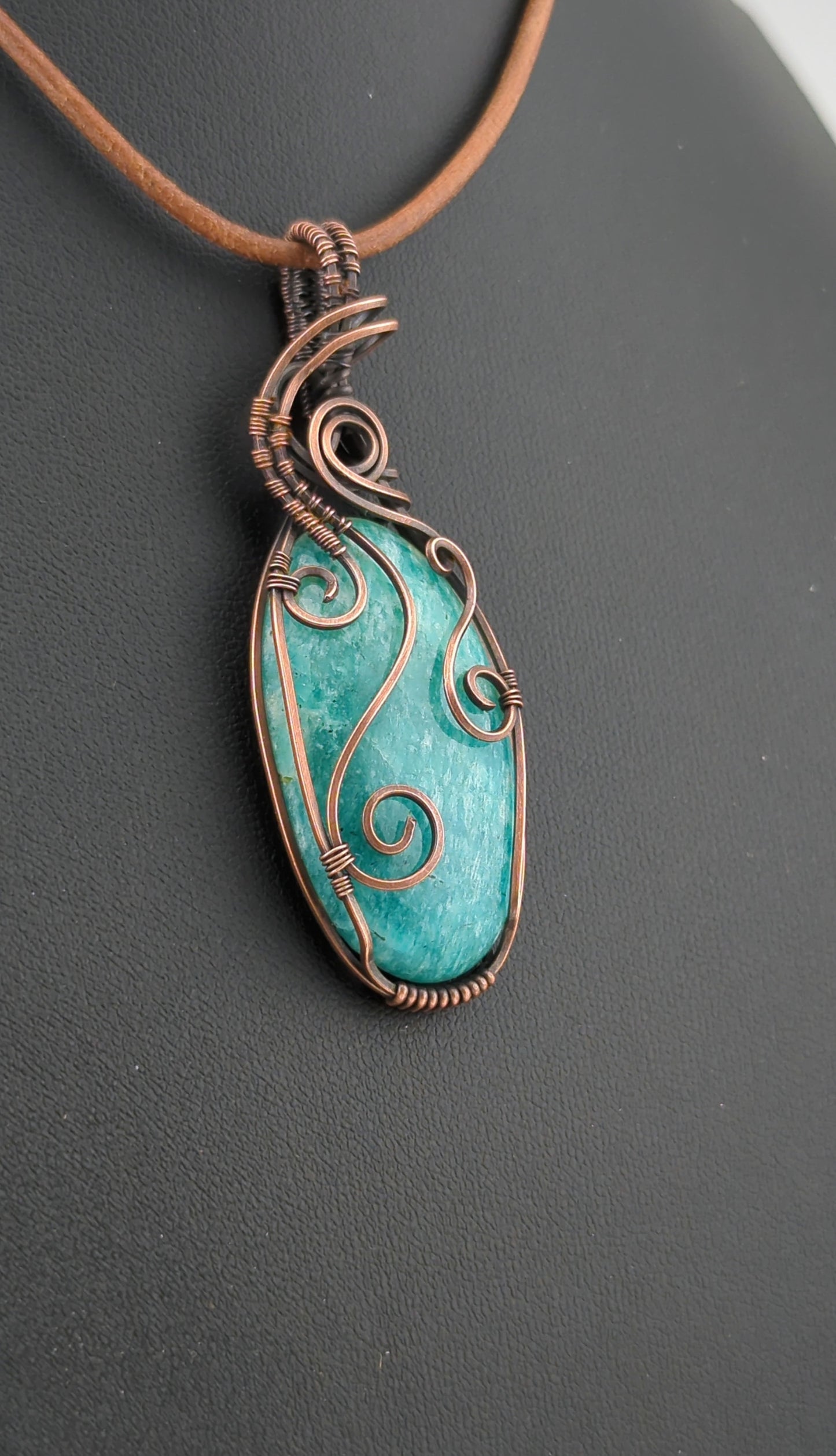 Amazonite Pendant, set in antiqued copper.