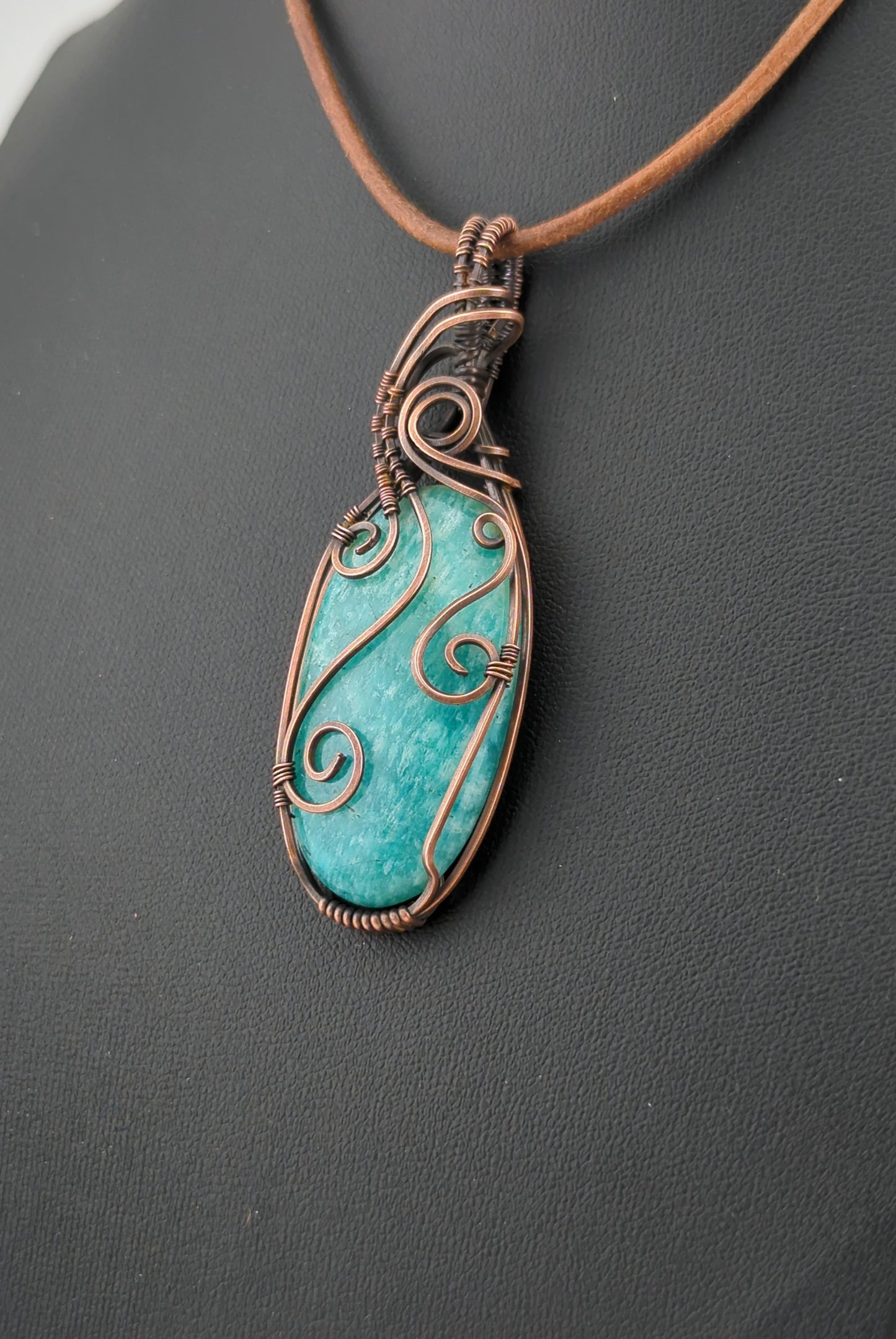 Amazonite Pendant, set in antiqued copper.