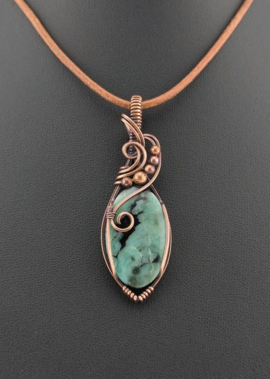 Emerald Pendant, set in antiqued copper.