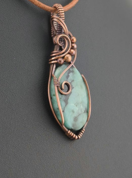 Emerald Pendant, set in antiqued copper.