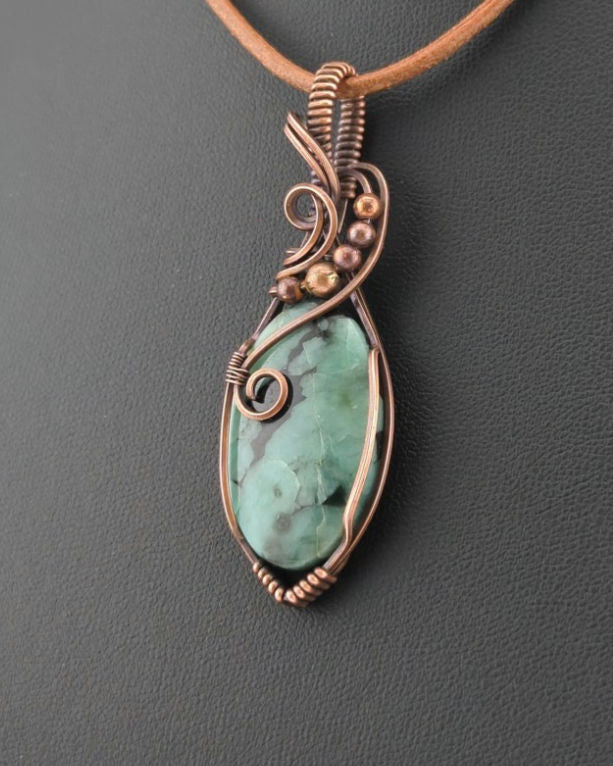 Emerald Pendant, set in antiqued copper.