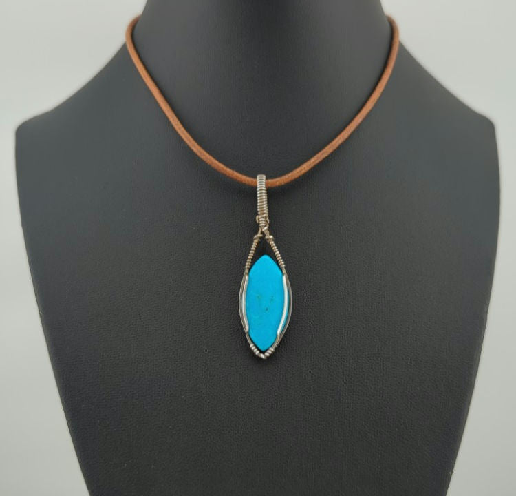 Turquoise Pendant, set in Sterling Silver.