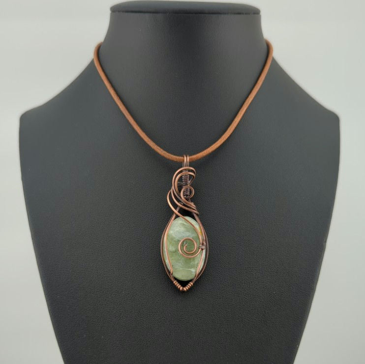 Tourmaline in Quartz Pendant, set in antiqued copper