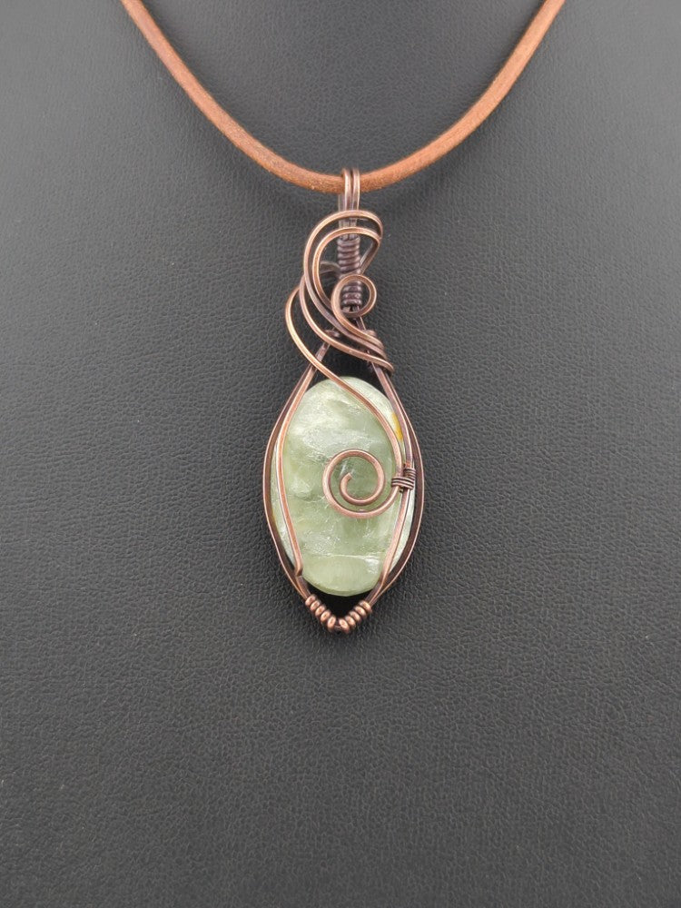 Tourmaline in Quartz Pendant, set in antiqued copper