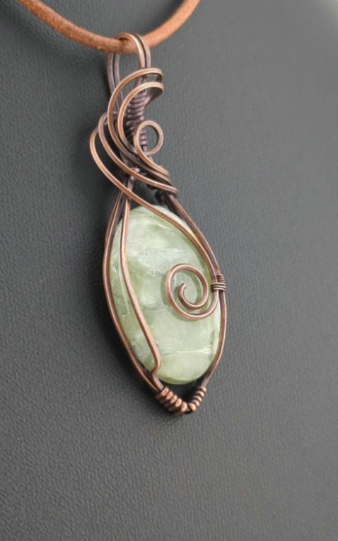 Tourmaline in Quartz Pendant, set in antiqued copper