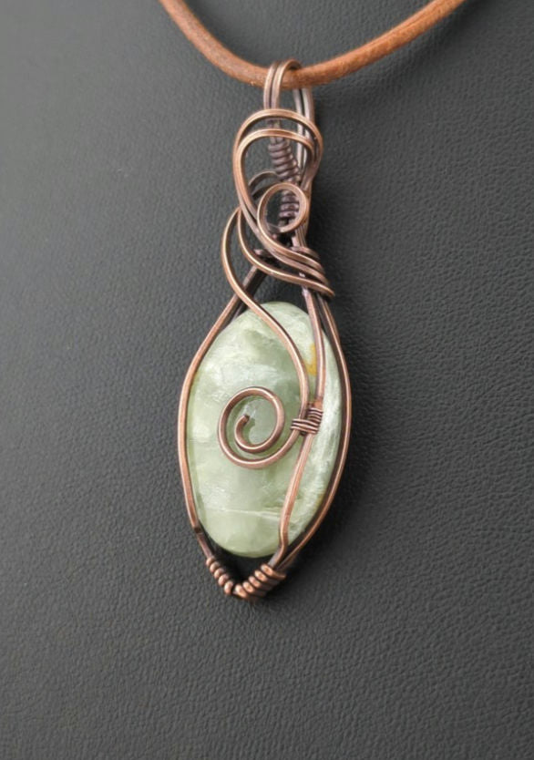 Tourmaline in Quartz Pendant, set in antiqued copper