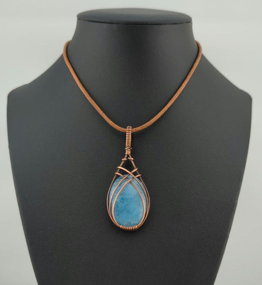 Aquamarine Pendant, set in antiqued copper