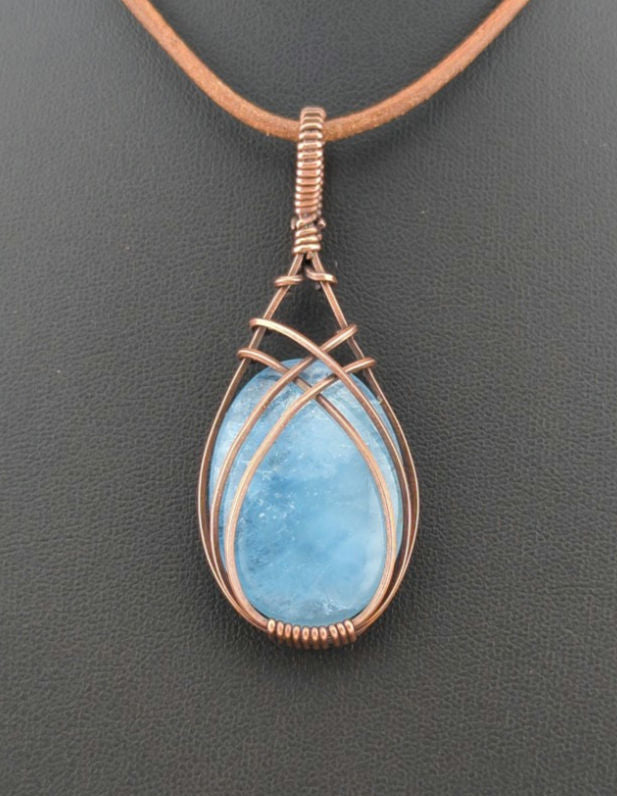 Aquamarine Pendant, set in antiqued copper