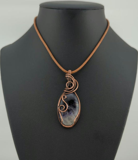 Tiffany Stone Pendant, set in antiqued copper.