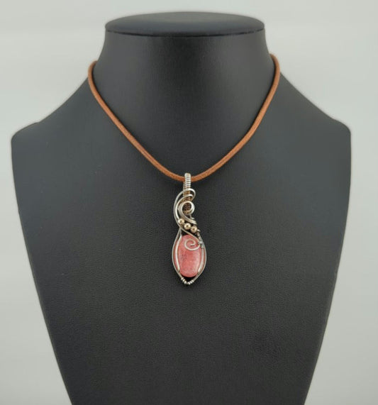 Rhodochrosite pendant, set in Sterling Silver.