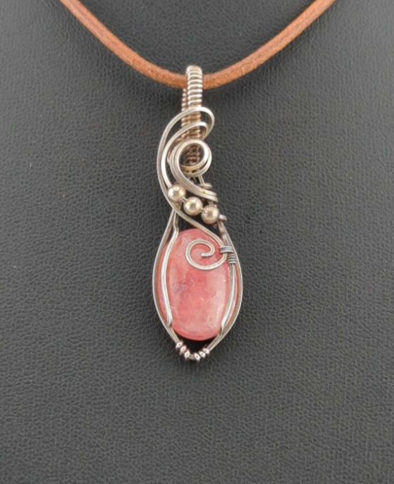 Rhodochrosite pendant, set in Sterling Silver.