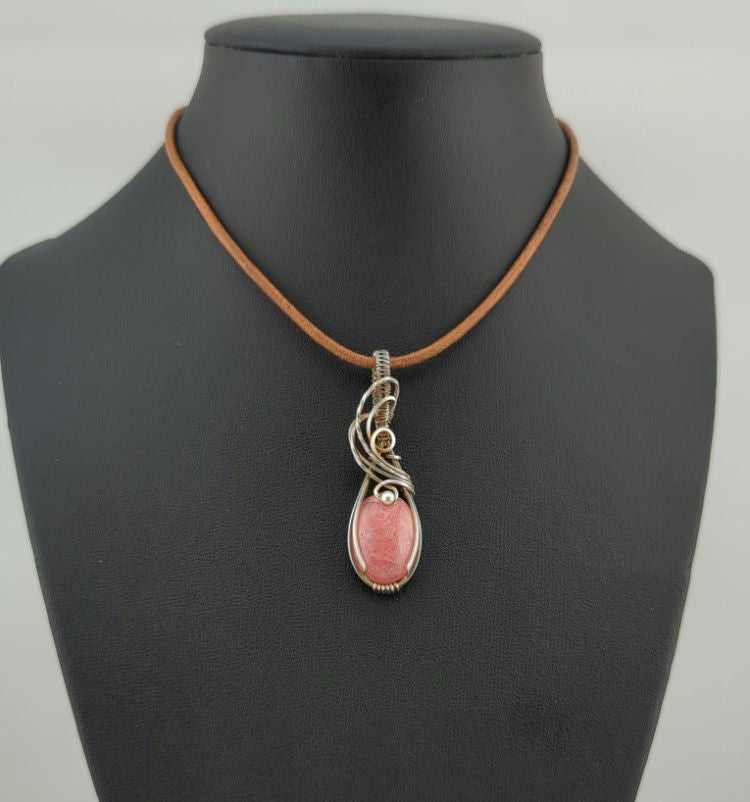 Rhodochrosite pendant, set in Sterling Silver.