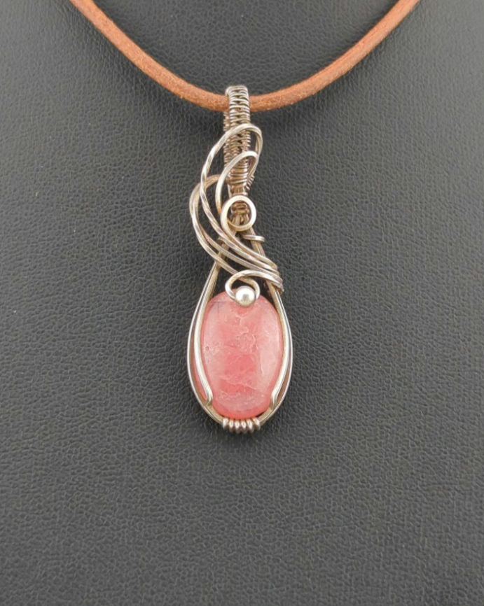 Rhodochrosite pendant, set in Sterling Silver.