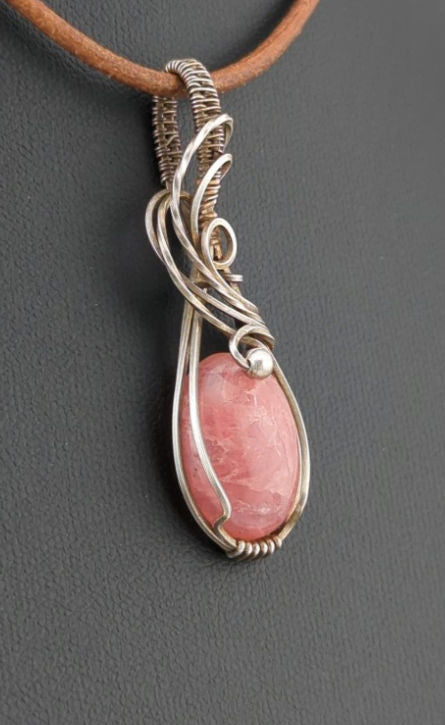 Rhodochrosite pendant, set in Sterling Silver.