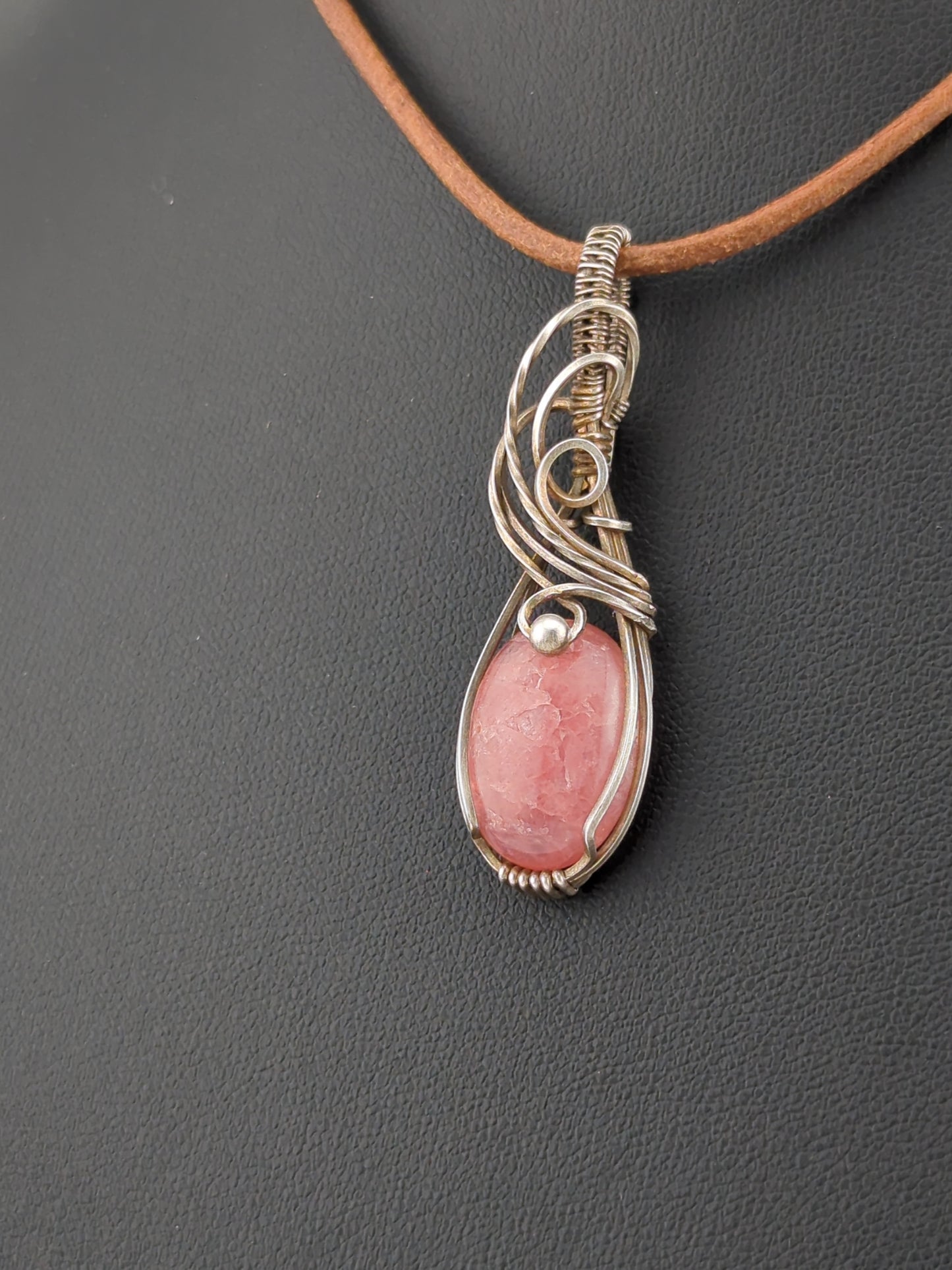 Rhodochrosite pendant, set in Sterling Silver.