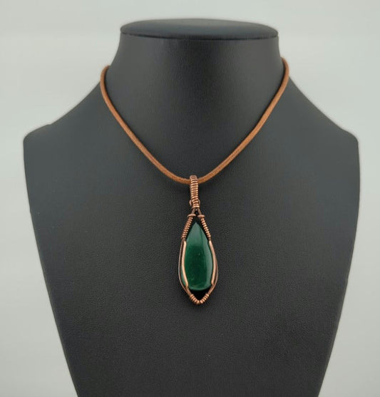 Jade Pendant, set in antiqued copper.