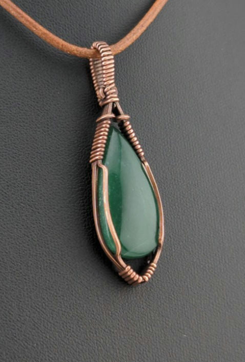 Jade Pendant, set in antiqued copper.