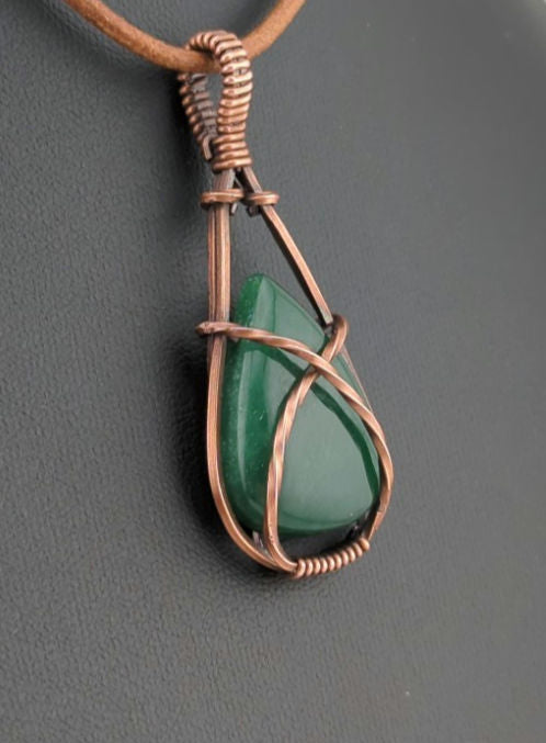 Jade Pendant, set in antiqued copper.