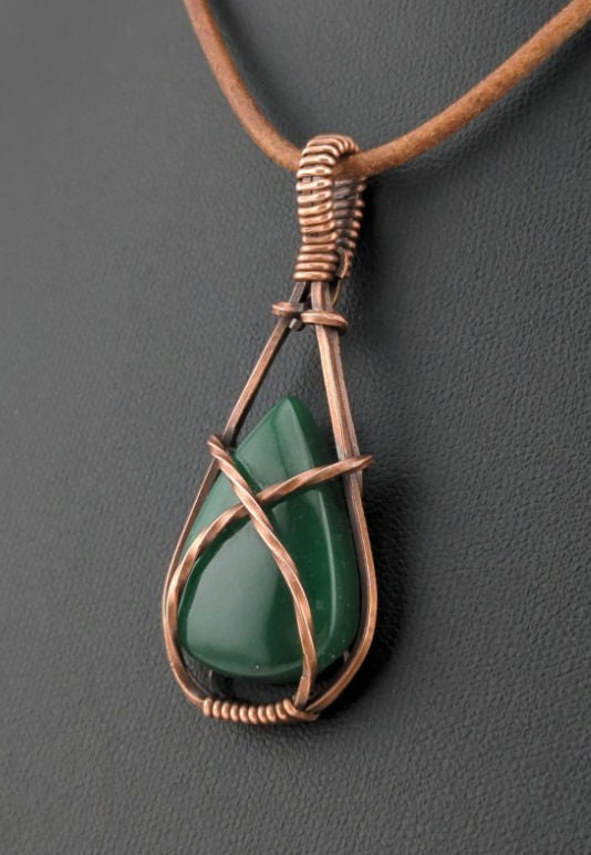 Jade Pendant, set in antiqued copper.