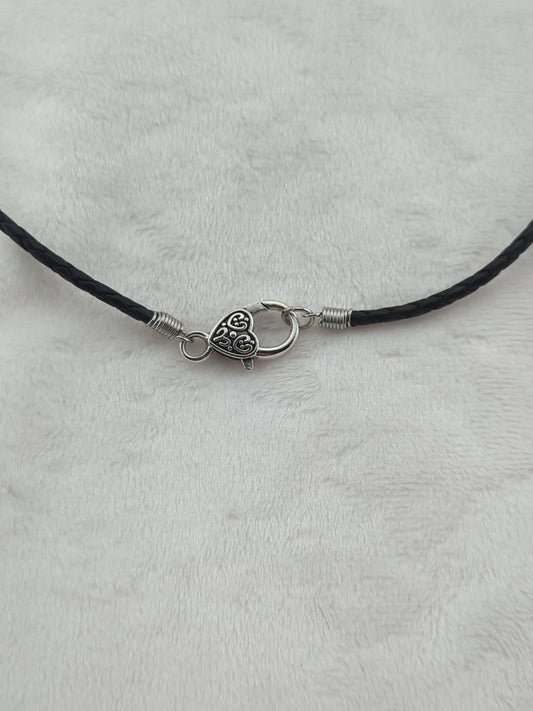 Braided black leather cord necklace