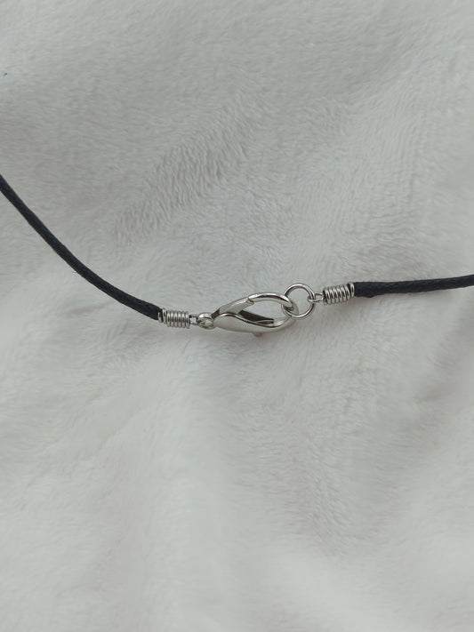 Black waxed cotton cord necklace