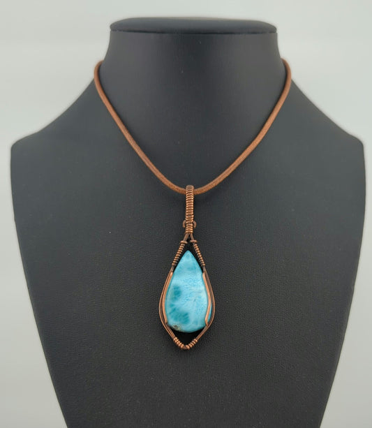 Larimar Pendant set in antiqued copper.