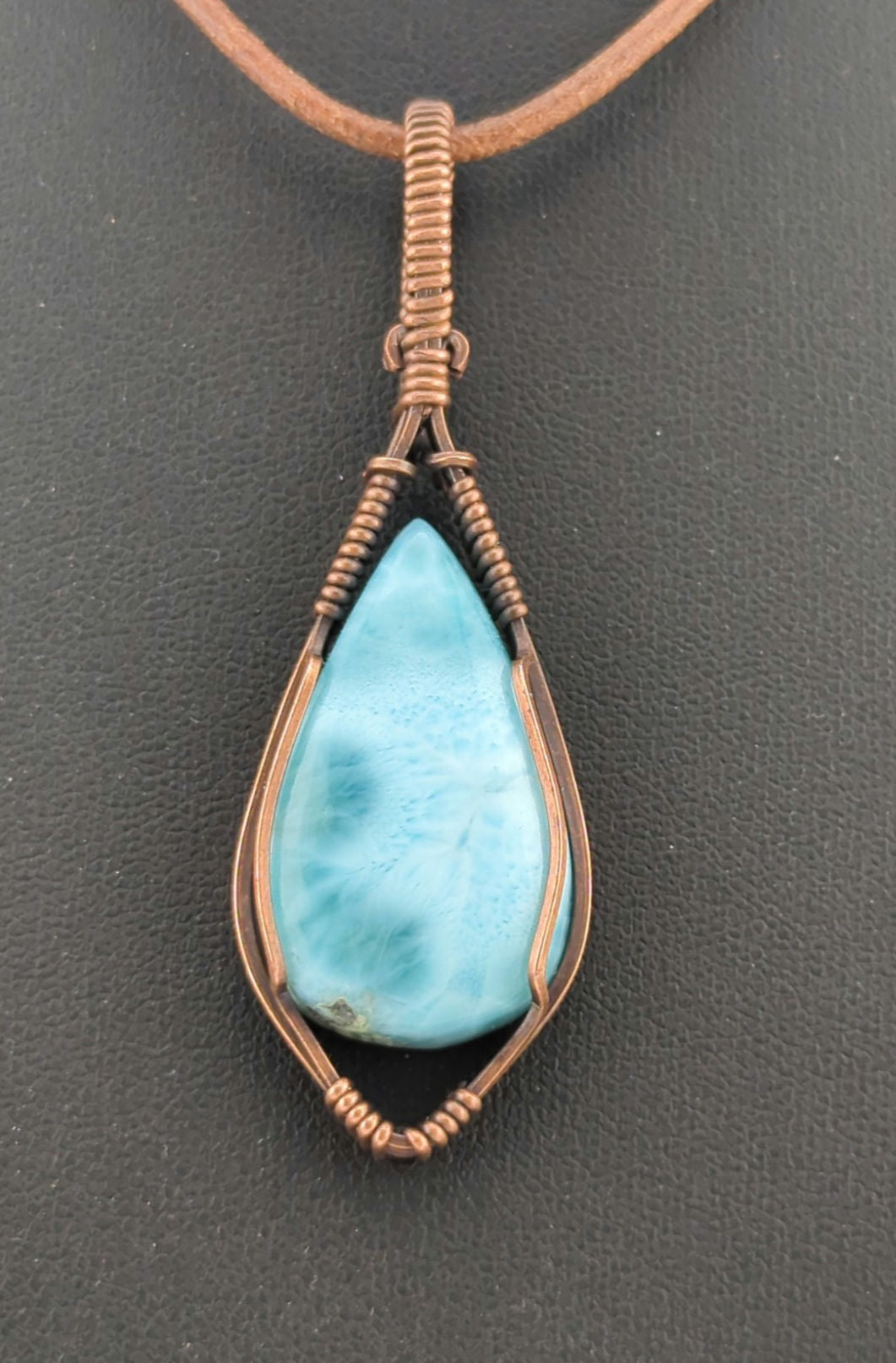 Larimar Pendant set in antiqued copper.