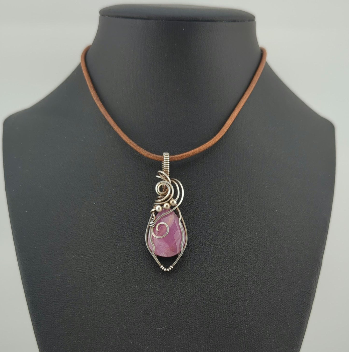 Pink Sapphire Pendant, set in Sterling silver