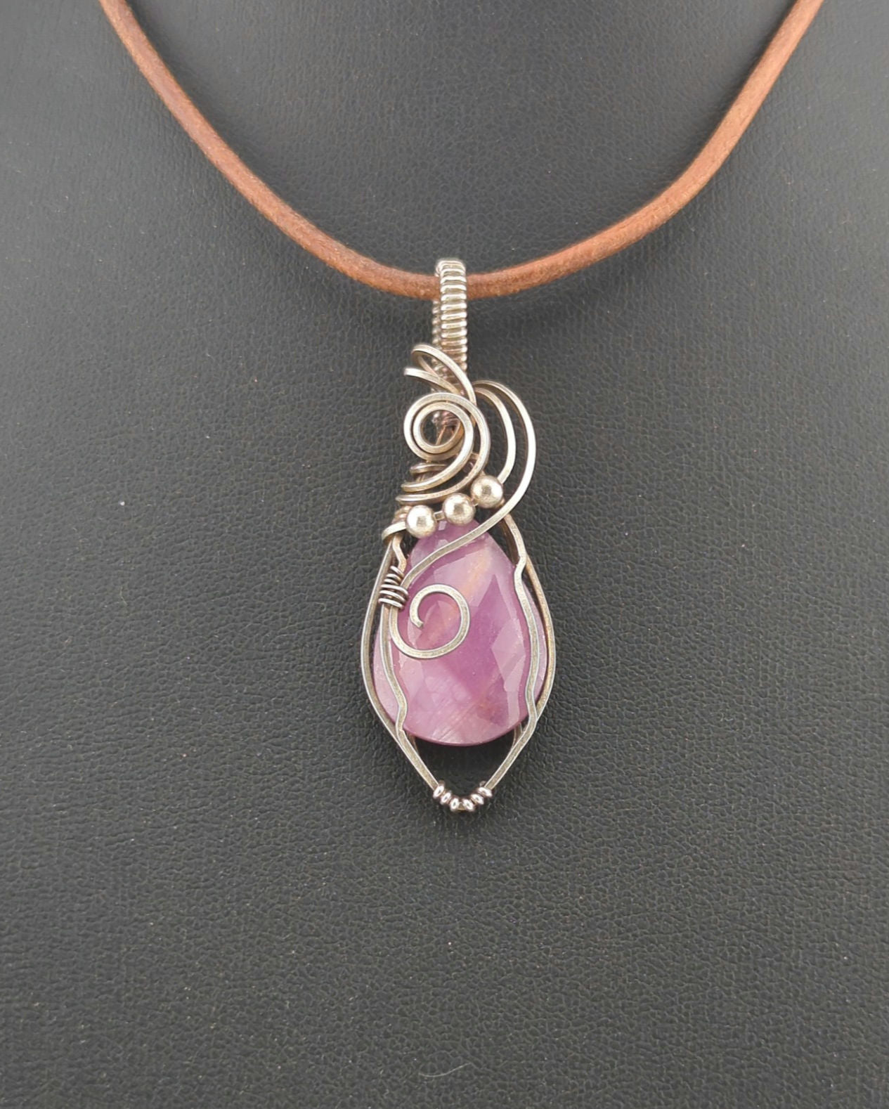 Pink Sapphire Pendant, set in Sterling silver