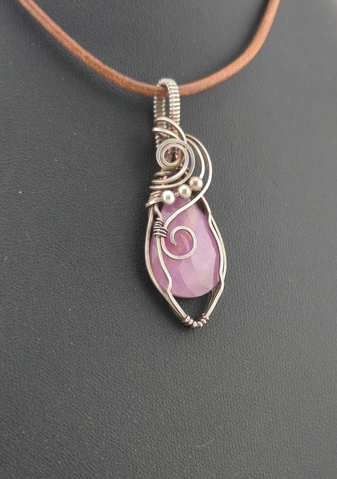 Pink Sapphire Pendant, set in Sterling silver