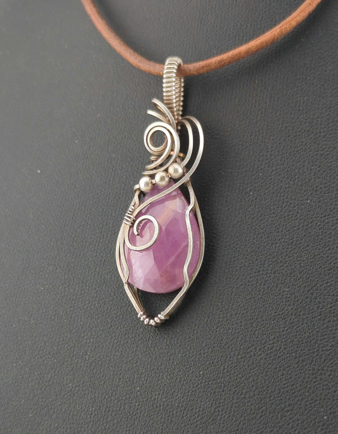 Pink Sapphire Pendant, set in Sterling silver