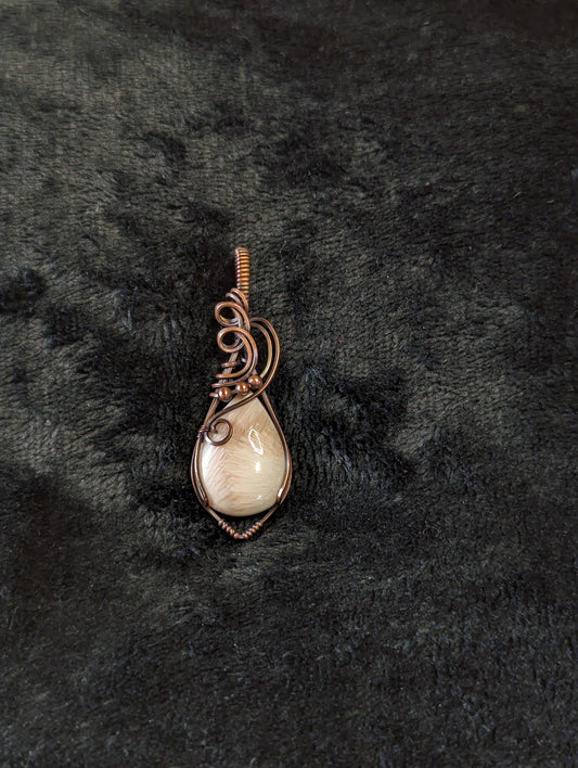 Pink Scolecite Pendant, set in antiqued copper.