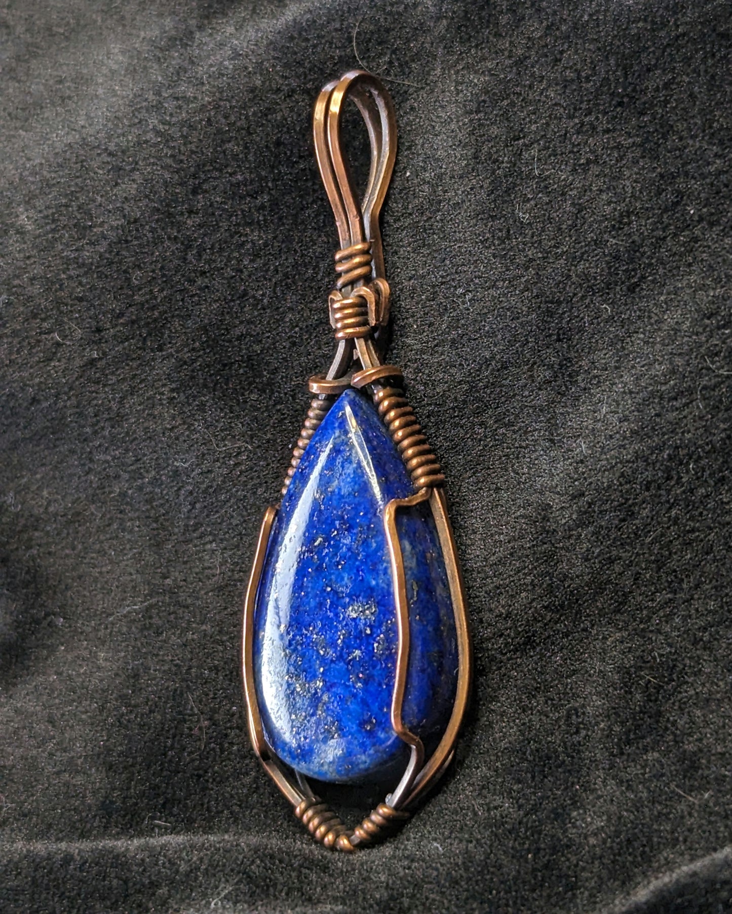 Lapis Lazuli Pendant, set in antiqued copper.