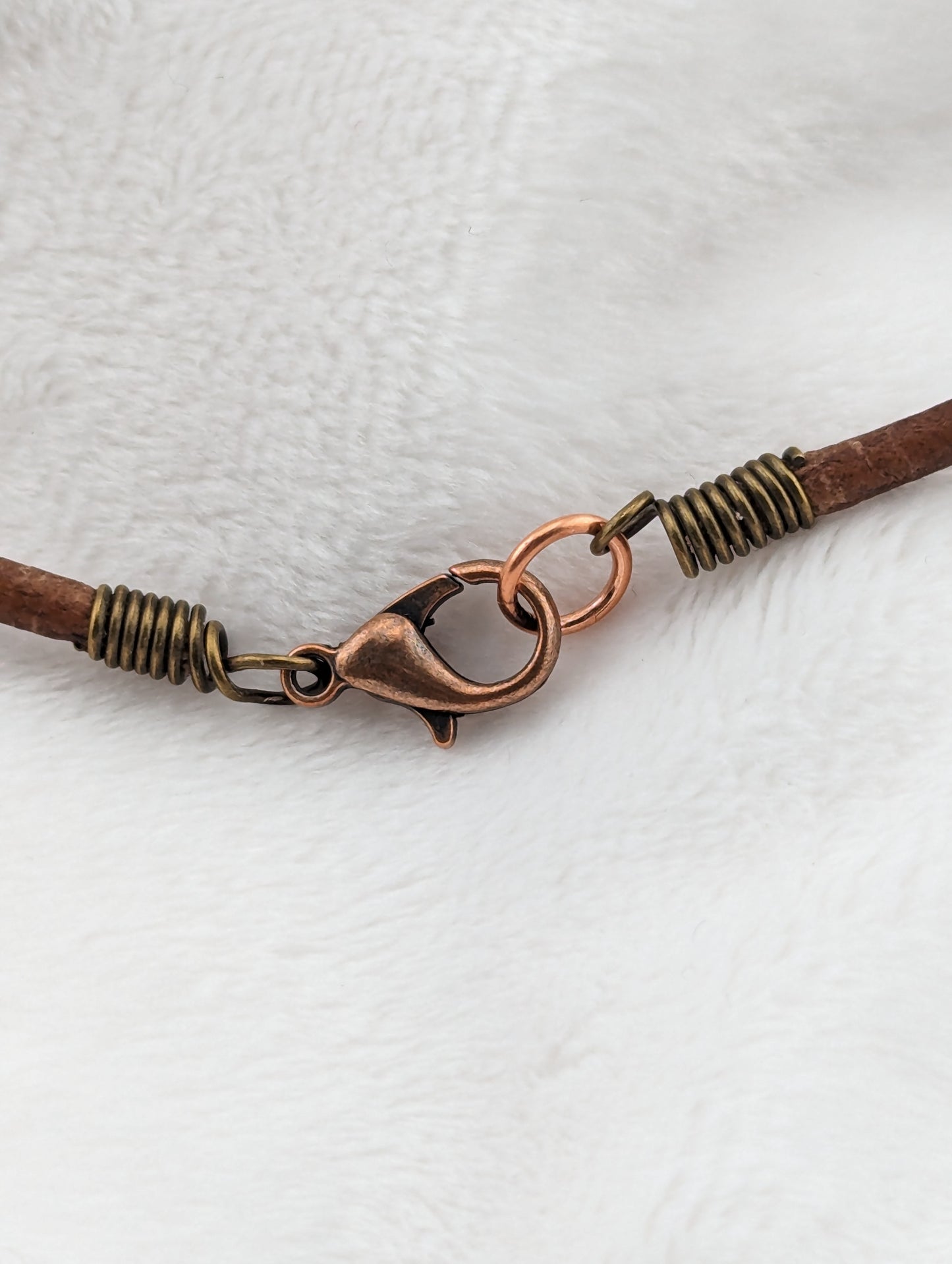 Braided brown leather cord necklace