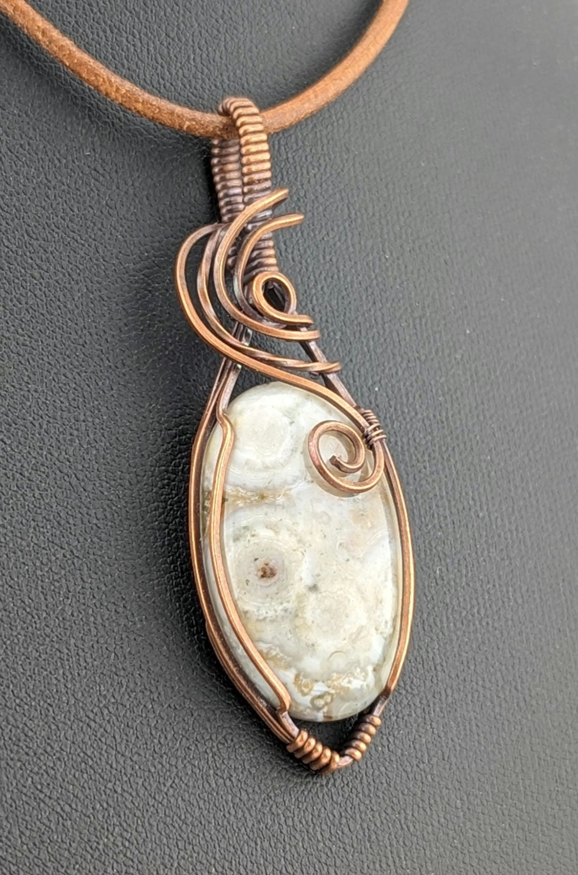 Ocean Jasper Pendant, set in antiqued copper.