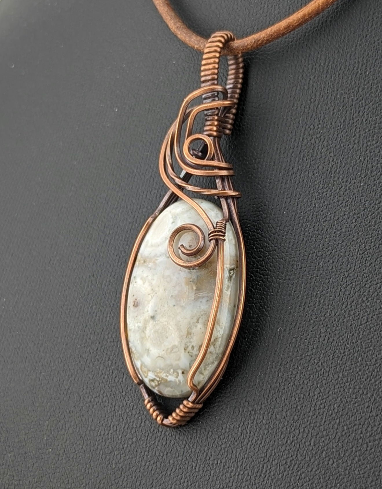 Ocean Jasper Pendant, set in antiqued copper.