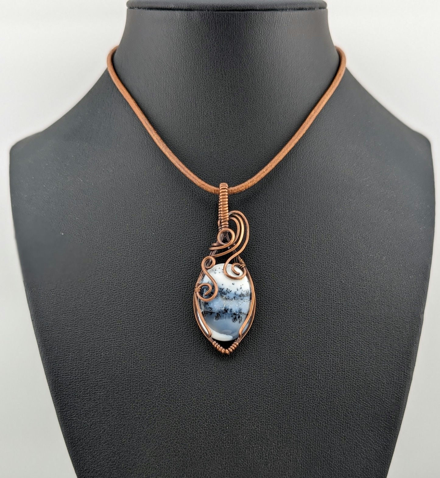 Dendritic Agate Pendant, set in antiqued copper.