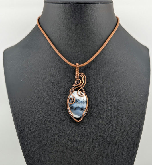 Dendritic Agate Pendant, set in antiqued copper.