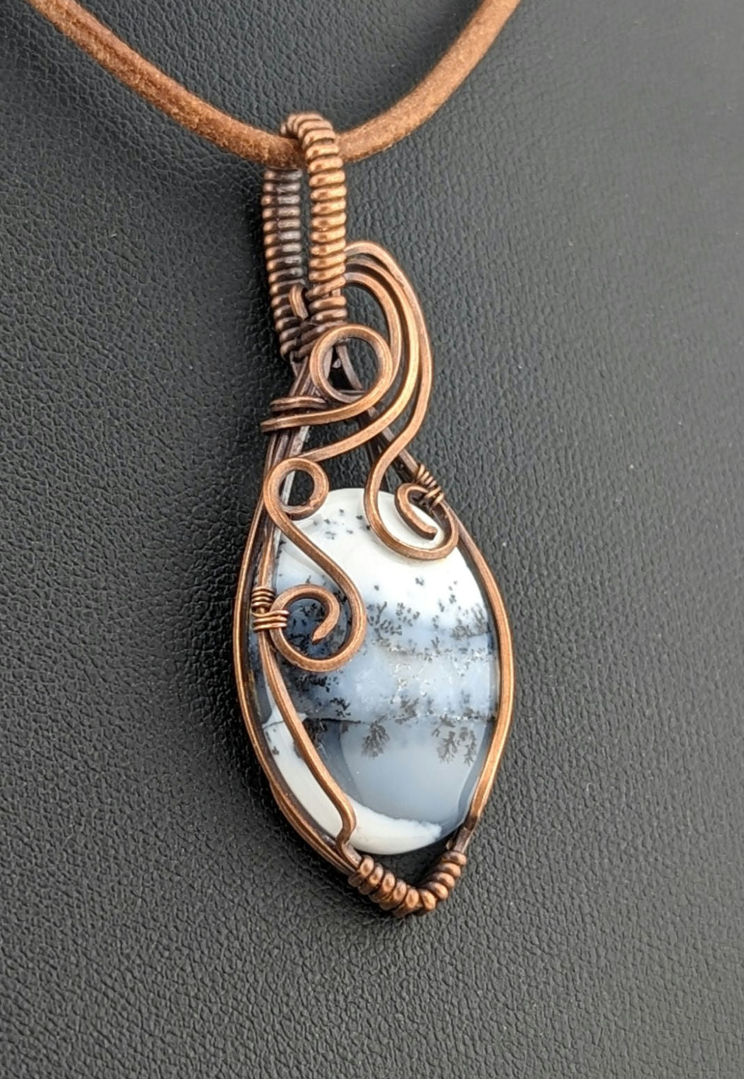 Dendritic Agate Pendant, set in antiqued copper.