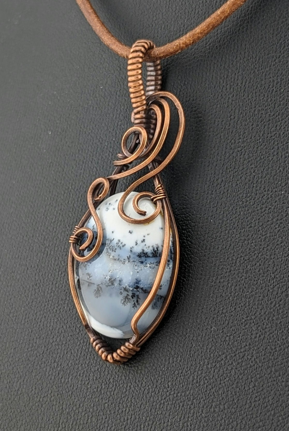 Dendritic Agate Pendant, set in antiqued copper.