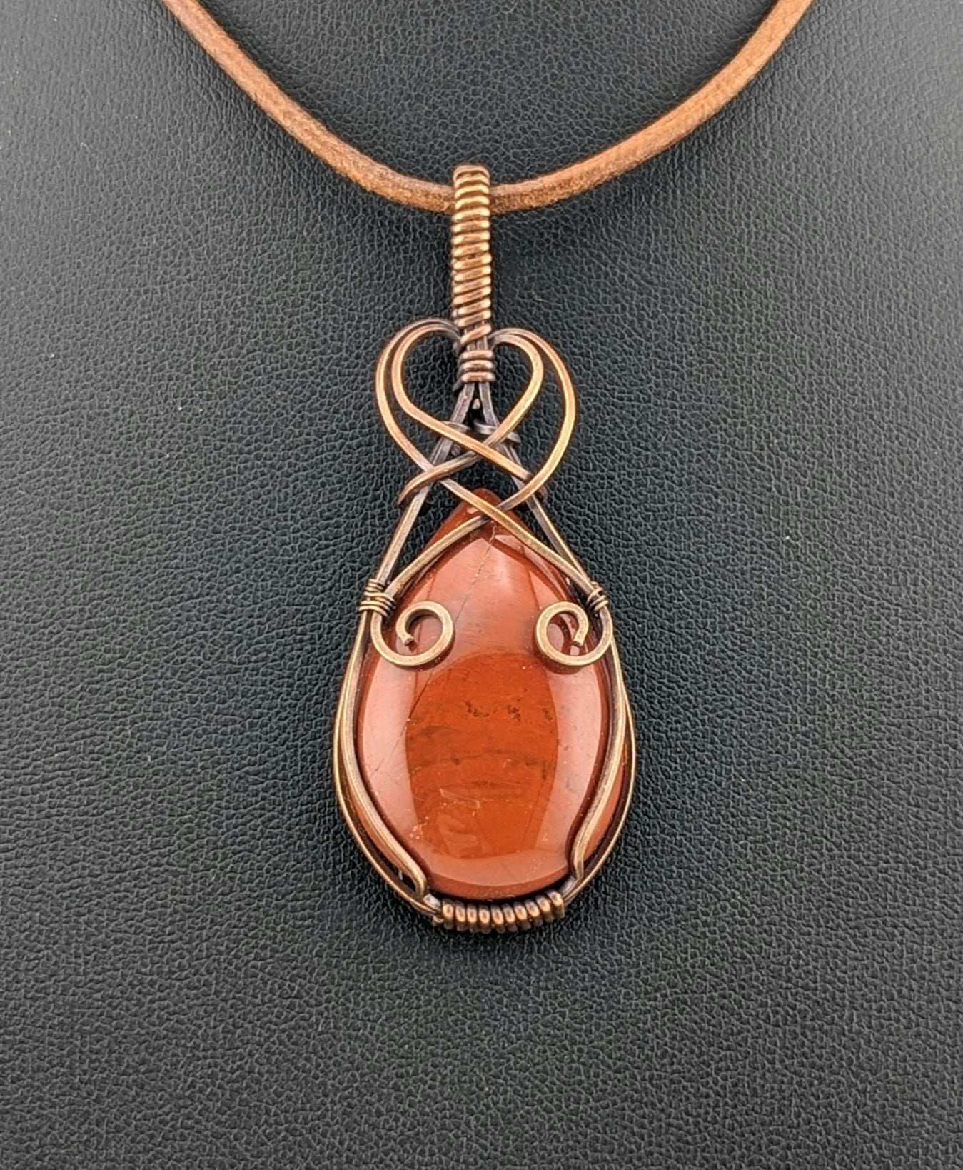 Red Jasper Pendant, set in antiqued copper.