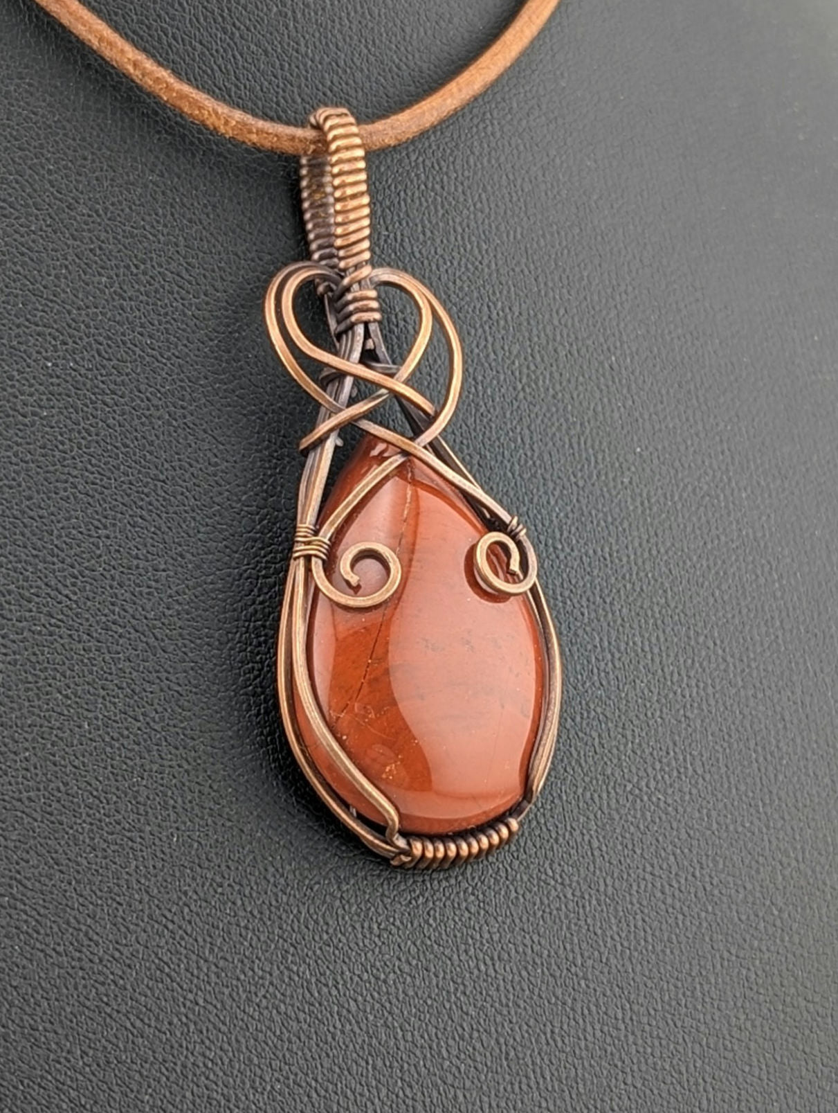 Red Jasper Pendant, set in antiqued copper.