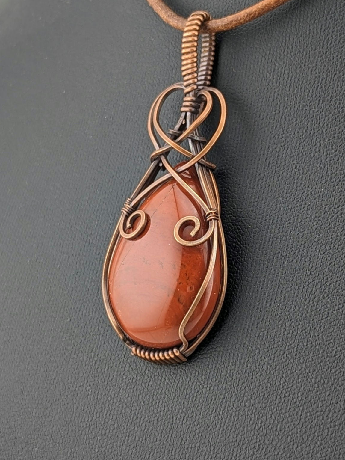 Red Jasper Pendant, set in antiqued copper.