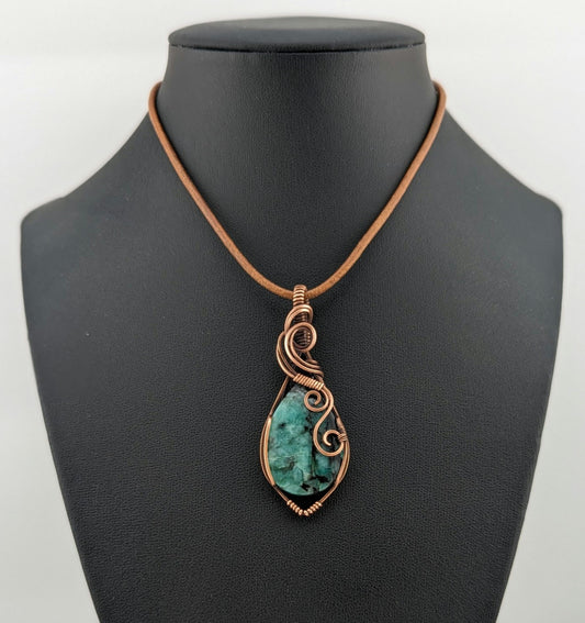 Emerald Pendant, set in antiqued copper.