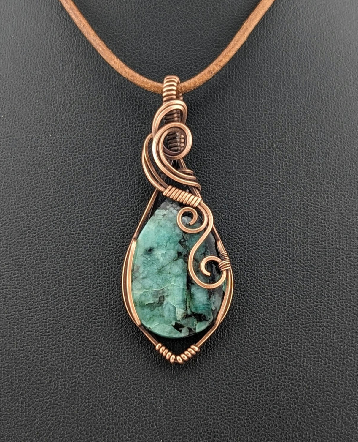 Emerald Pendant, set in antiqued copper.