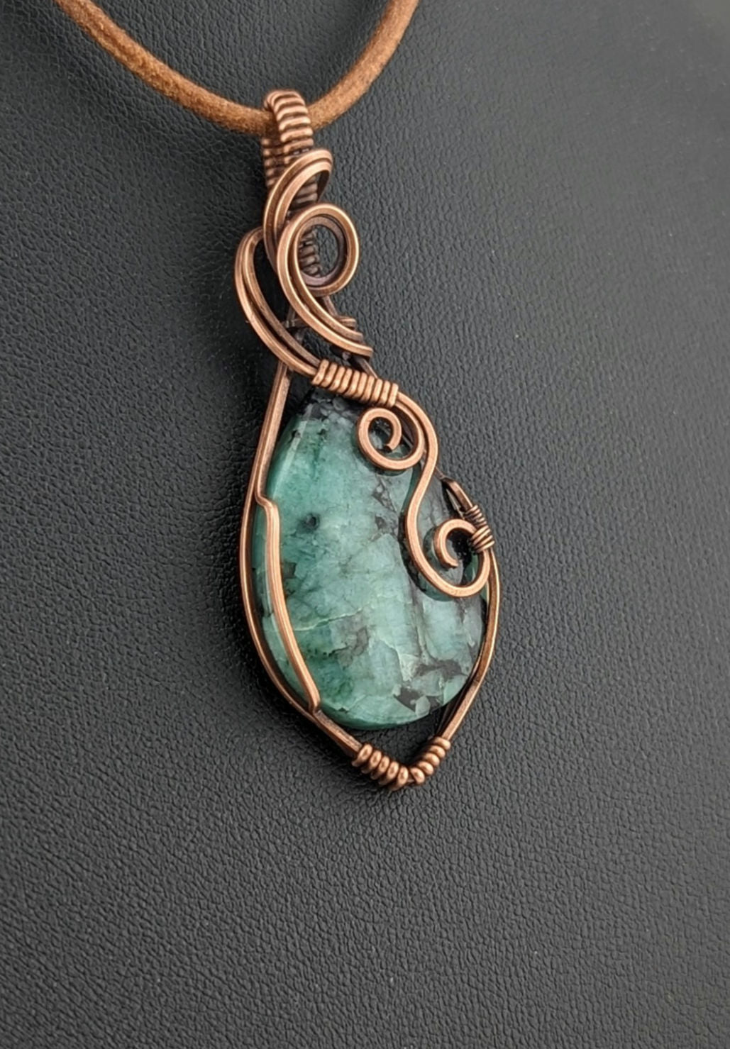 Emerald Pendant, set in antiqued copper.