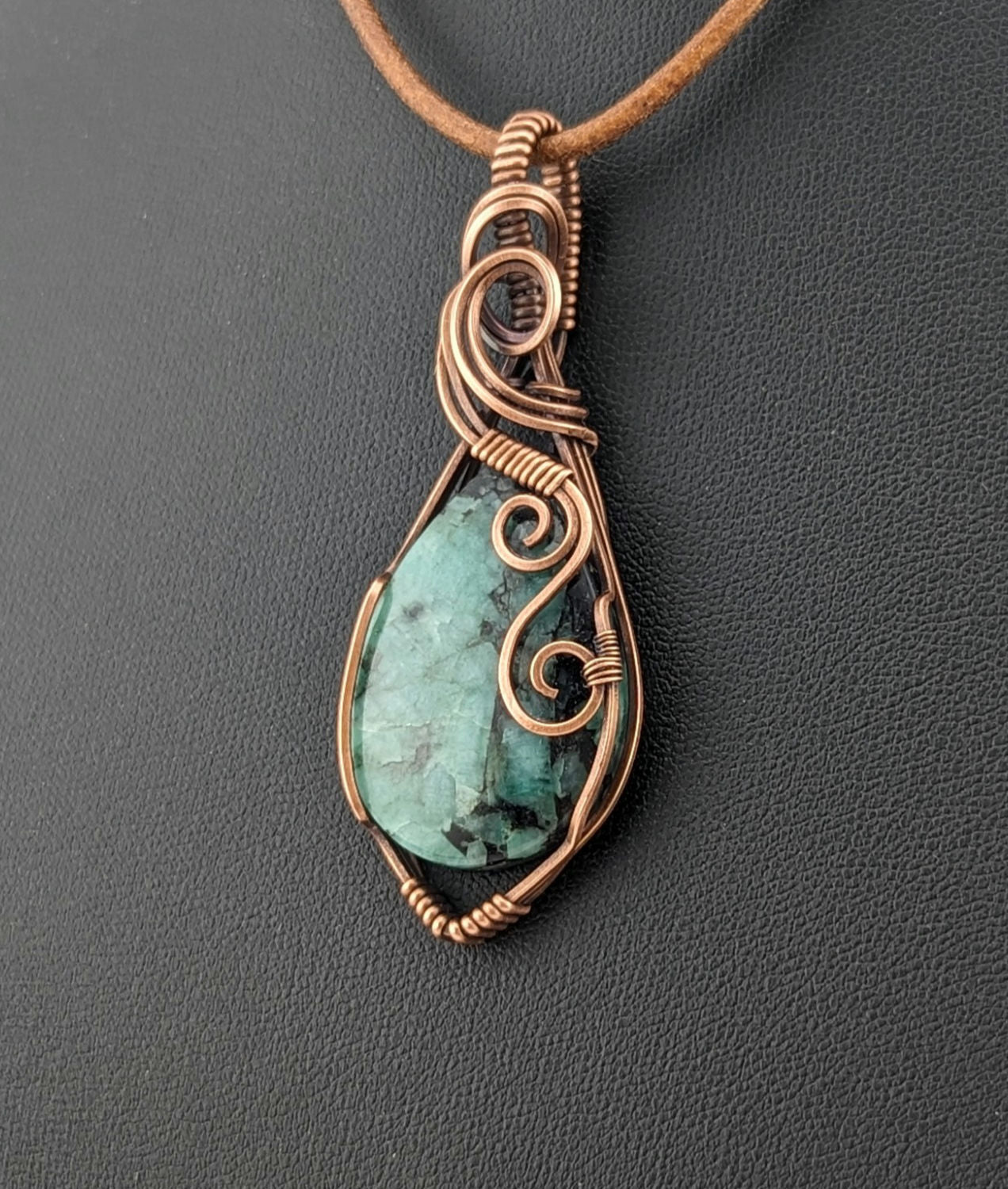 Emerald Pendant, set in antiqued copper.