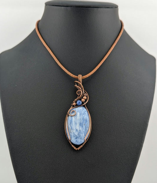 Kyanite, set in antiqued copper, accented with Sodalite