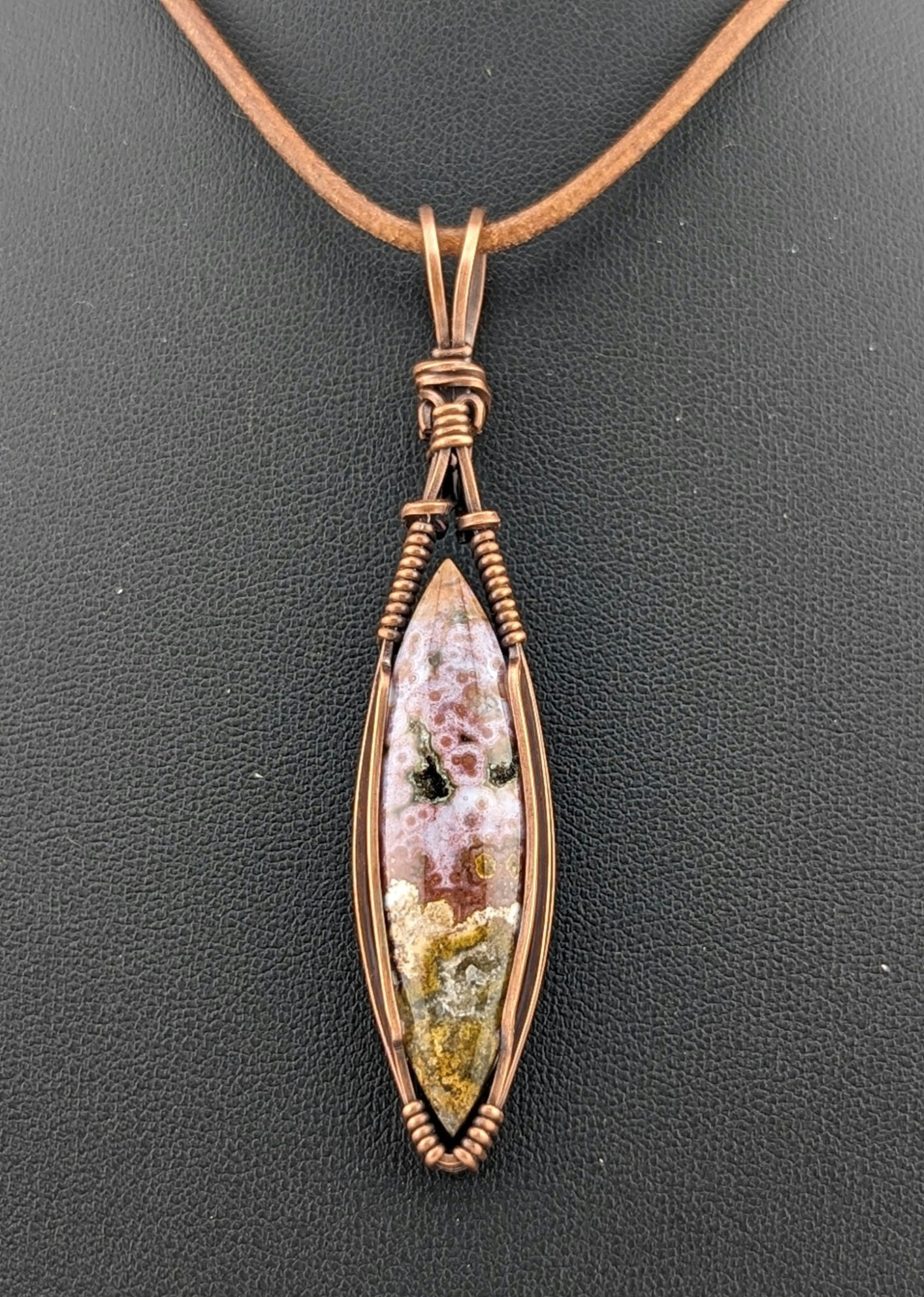 Ocean Jasper Pendant, set in antiqued copper.